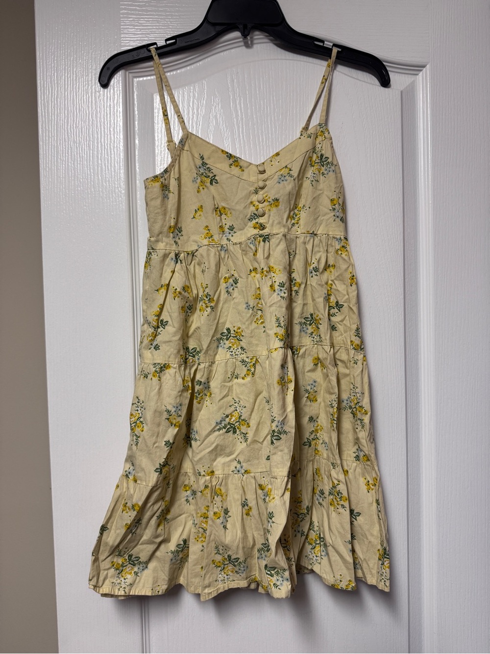 Derek Heart Yellow Floral Tiered Mini Dress